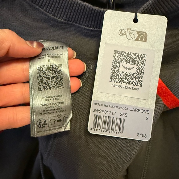 NWT Zadig & Voltaire Charcoal Pullover Sweatshirt- Small - Picture 5 of 7